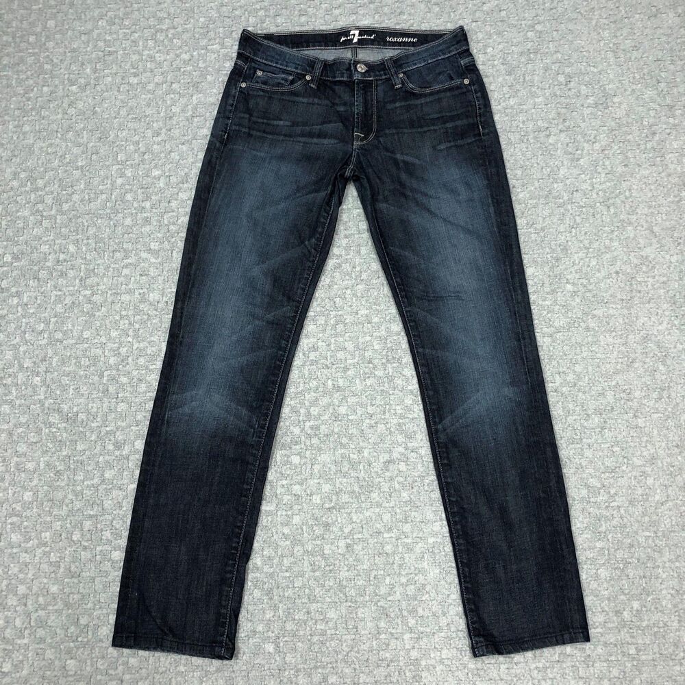 7 For All Mankind Roxanne Skinny Jeans Womens 27 Blue Dark Wash Mid Rise *W30